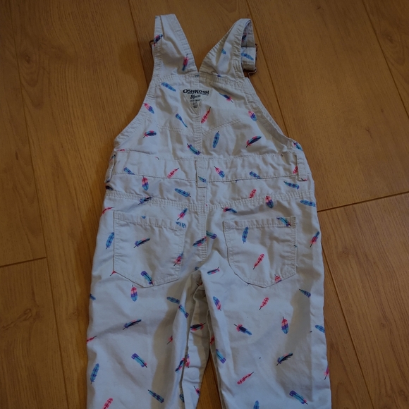 9m Oshkosh beige overalls with blue and pink feathers - Picture 3 of 8